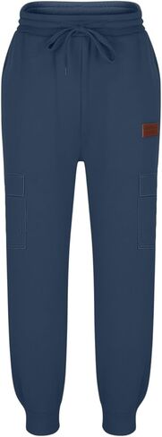 Boys Baggy Cargo Sweatpants Elastic Waist Fleece Lined Joggers with Multi Pockets Soft Athletic Workout Track Pants in Saudi Arabia