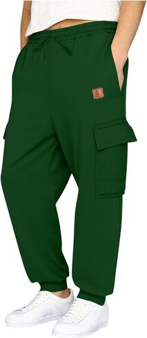 Boys Baggy Cargo Sweatpants Elastic Waist Fleece Lined Joggers with Multi Pockets Soft Athletic Workout Track Pants in Saudi Arabia