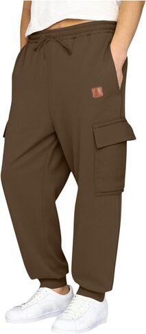 Boys Baggy Cargo Sweatpants Elastic Waist Fleece Lined Joggers with Multi Pockets Soft Athletic Workout Track Pants in Saudi Arabia