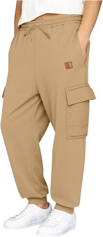 Boys Baggy Cargo Sweatpants Elastic Waist Fleece Lined Joggers with Multi Pockets Soft Athletic Workout Track Pants in Saudi Arabia