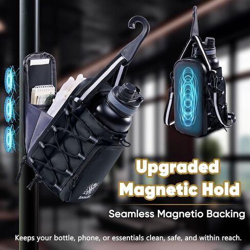 Magnetic Gym Bag for Water Bottle – Fits Up to 46oz, Sling Water Bottle Holder with Strap & Phone Pocket, Magnetic Workout Bag for Gym, Fitness, Outdoor, Men & Women in Saudi Arabia