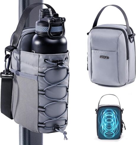 Magnetic Gym Bag for Water Bottle – Fits Up to 46oz, Sling Water Bottle Holder with Strap & Phone Pocket, Magnetic Workout Bag for Gym, Fitness, Outdoor, Men & Women in Saudi Arabia