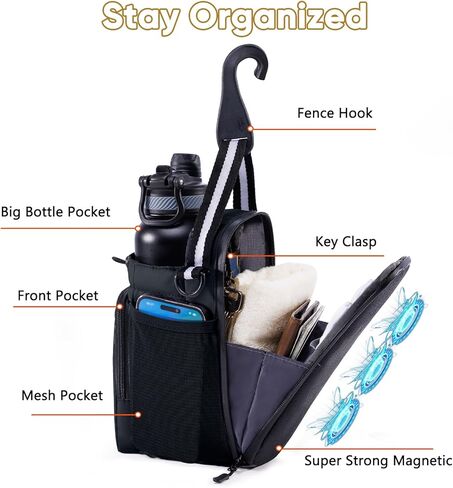 Magnetic Gym Bag for Water Bottle – Fits Up to 46oz, Sling Water Bottle Holder with Strap & Phone Pocket, Magnetic Workout Bag for Gym, Fitness, Outdoor, Men & Women in Saudi Arabia