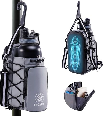 Magnetic Gym Bag for Water Bottle – Fits Up to 46oz, Sling Water Bottle Holder with Strap & Phone Pocket, Magnetic Workout Bag for Gym, Fitness, Outdoor, Men & Women in Saudi Arabia