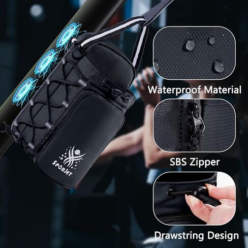 Magnetic Gym Bag for Water Bottle – Fits Up to 46oz, Sling Water Bottle Holder with Strap & Phone Pocket, Magnetic Workout Bag for Gym, Fitness, Outdoor, Men & Women in Saudi Arabia