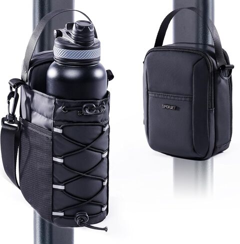 Magnetic Gym Bag for Water Bottle – Fits Up to 46oz, Sling Water Bottle Holder with Strap & Phone Pocket, Magnetic Workout Bag for Gym, Fitness, Outdoor, Men & Women in Saudi Arabia