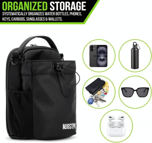 حقيبة رياضية مغناطيسية بتصميم مقاوم للماء - تخزين بدون استخدام اليدين مع حقيبة هاتف مدمجة، حامل زجاجة مياه، مرفق مغناطيسي قوي. للصالة الرياضية، والجولف، والعمل، والدراجات النارية، والحمل اليومي in Kuwait