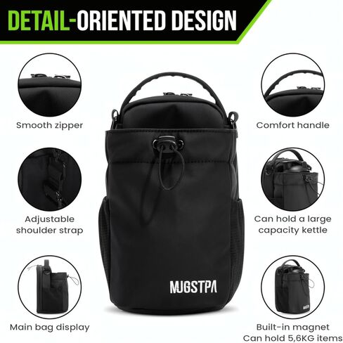 حقيبة رياضية مغناطيسية بتصميم مقاوم للماء - تخزين بدون استخدام اليدين مع حقيبة هاتف مدمجة، حامل زجاجة مياه، مرفق مغناطيسي قوي. للصالة الرياضية، والجولف، والعمل، والدراجات النارية، والحمل اليومي in Kuwait