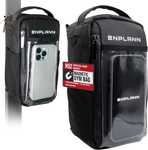 حقيبة الجيم المغناطيسية الصغيرة | حقيبة زجاجة مياه مغناطيسية للجيم | حقيبة كروس صغيرة مثالية للتمارين المركزة | حقيبة رياضية صغيرة للنساء والرجال | حامل زجاجة ماء مع حزام (أسود) in Kuwait