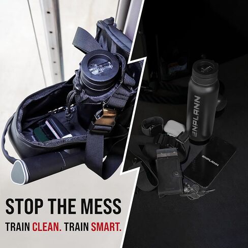 حقيبة الجيم المغناطيسية الصغيرة | حقيبة زجاجة مياه مغناطيسية للجيم | حقيبة كروس صغيرة مثالية للتمارين المركزة | حقيبة رياضية صغيرة للنساء والرجال | حامل زجاجة ماء مع حزام (أسود) in Kuwait