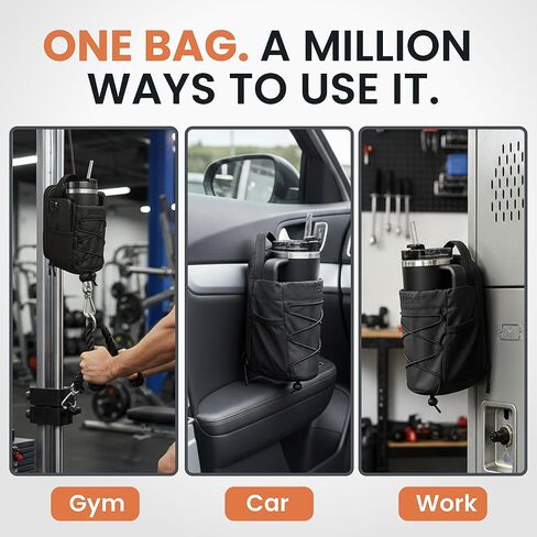 Magnetic Gym Bag for Men & Women, Strong Magnet Bottle Holder with Phone Pocket, Water-Resistant Crossbody Tote, Black, Fits 20-40oz Bottles in Saudi Arabia
