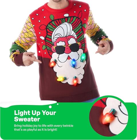 JOYIN LED Light Up Ugly Christmas Sweater Men, Ugly Sweater Men with Built-in Light Bulbs, Holiday Funny Pullovers 2025 in Kuwait