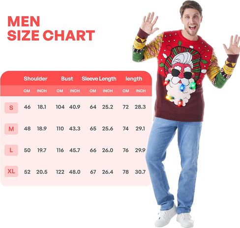 JOYIN LED Light Up Ugly Christmas Sweater Men, Ugly Sweater Men with Built-in Light Bulbs, Holiday Funny Pullovers 2025 in Kuwait