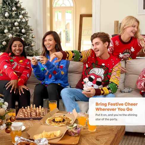 JOYIN LED Light Up Ugly Christmas Sweater Men, Ugly Sweater Men with Built-in Light Bulbs, Holiday Funny Pullovers 2025 in Kuwait