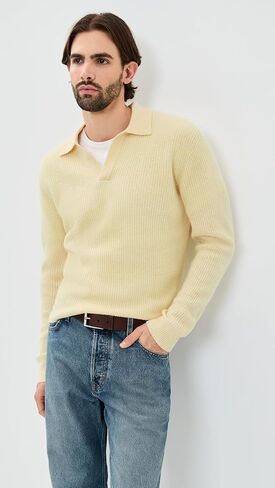 Madewell Men's Johnny-Collar Sweater Polo in Heritage Merino Wool in Saudi Arabia
