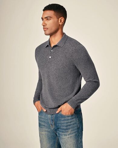 KVSS Men's Polo-Neck 100% Pure Cashmere Sweater, Business Casual Pullover Sweaters for Mens | Luxury from Inner Mongolia in Saudi Arabia