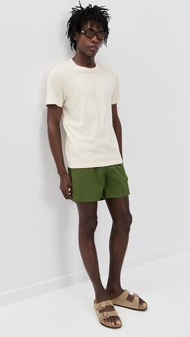 Bather Men's Solid Olive Swim Trunks 5.5" in Saudi Arabia