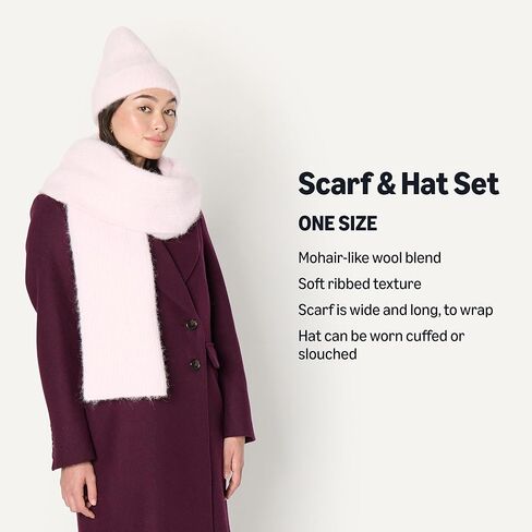 Amazon Essentials (Demi's Pick) طقم وشاح وقبعة من الموهير الصناعي للبالغين من الجنسين in Kuwait