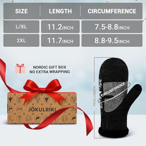 Winter Mittens for Men - Touchscreen Snowflake Knit Gloves with Plush Fleece Lining Cold Weather in Saudi Arabia