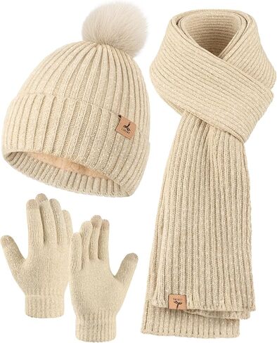 وشاح قبعة دافئة في فصل الشتاء وقفازات الشاشة التي تعمل باللمس ، بوم قبعة بوم قبعة القبع in Kuwait