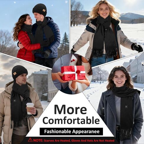 3Pcs Heated Scarf Hat Gloves Set for Women Men USB Rechargeable 5000mAh Battery Neck Warmer 3 Temperature Settings in Saudi Arabia