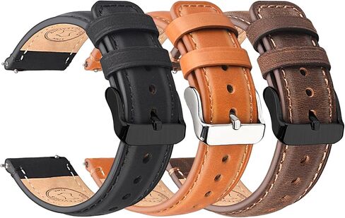 حزام ساعة من الجلد من ريسيتاني، 3 قطع، 20 ملم من الجلد الطبيعي للرجال، سوار معصم عتيق سريع الفك in Kuwait