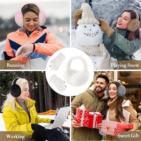 Winter Ear muffs Faux Fur Warm Earmuffs Cute Foldable Outdoor Ear Warmers For Women in Saudi Arabia