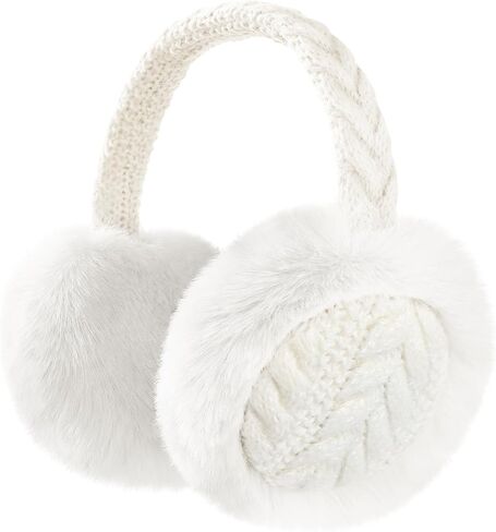 Clothirily Winter EarMuffs for Women, Faux Fur Warm Ear Muffs for Winter, Foldable Ear Covers, Fuzzy Ear Warmers for Women in Saudi Arabia