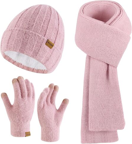 Womens Beanie Hat Scarf Gloves Set Gifts for Women Men in Saudi Arabia