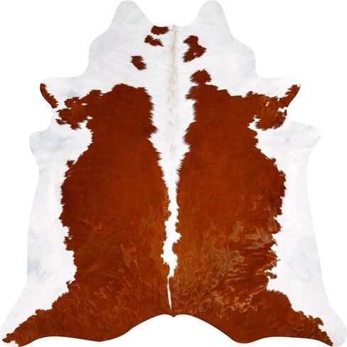 100% Genuine Brazilian Cowhide Rug - Tricolor, Brown, Black & White - Luxury Cowskin Leather Area Rug Decor (X-Large) 7 x 6 ft in Saudi Arabia