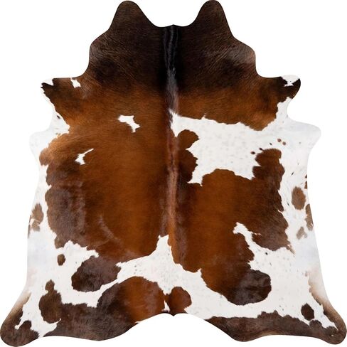 100% Genuine Brazilian Cowhide Rug - Tricolor, Brown, Black & White - Luxury Cowskin Leather Area Rug Decor (X-Large) 7 x 6 ft in Saudi Arabia