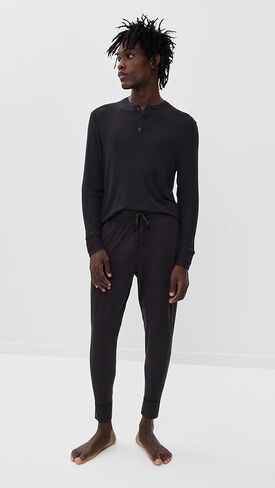 Tommy John Men's Black Long Sleeve Casual Henley in Saudi Arabia