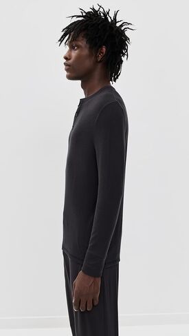 Tommy John Men's Black Long Sleeve Casual Henley in Saudi Arabia