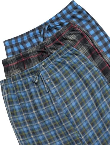 Real Essentials 3 Pack: Men's Fleece Pajama Pants Loungewear Soft PJ Bottoms Sleepwear with Pockets (Big & Tall Available) in Saudi Arabia