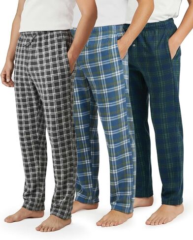Real Essentials 3 Pack: Men's Fleece Pajama Pants Loungewear Soft PJ Bottoms Sleepwear with Pockets (Big & Tall Available) in Saudi Arabia