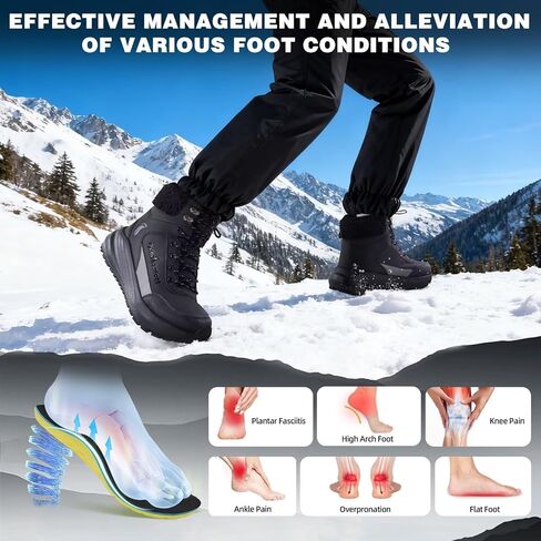 Men's Orthopedic Winter Snow Boots: Comfortable Wide Waterproof Plantar Fasciitis Arch Support Diabetic Walking Hiking Shoes, Leather Warm Insulated Mid Ankle Boots for Foot Heel Pain Relief in Saudi Arabia