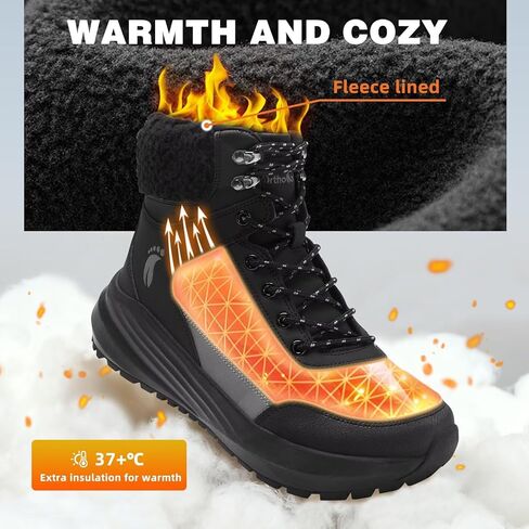 Men's Orthopedic Winter Snow Boots: Comfortable Wide Waterproof Plantar Fasciitis Arch Support Diabetic Walking Hiking Shoes, Leather Warm Insulated Mid Ankle Boots for Foot Heel Pain Relief in Saudi Arabia