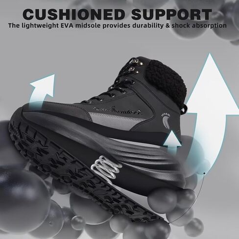 Men's Orthopedic Winter Snow Boots: Comfortable Wide Waterproof Plantar Fasciitis Arch Support Diabetic Walking Hiking Shoes, Leather Warm Insulated Mid Ankle Boots for Foot Heel Pain Relief in Saudi Arabia