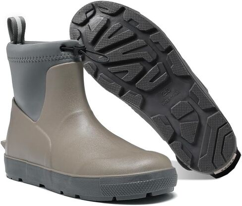 Deck Boots For Men Anti-Slip, Waterproof Ankle Rain Boots, Rubber Outdoor Fishing Footwear, Chelsea Garden Work Water Shoes, Size 6.5-12 in Saudi Arabia