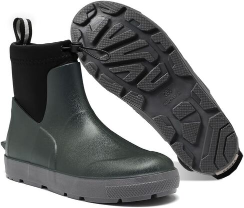 Deck Boots For Men Anti-Slip, Waterproof Ankle Rain Boots, Rubber Outdoor Fishing Footwear, Chelsea Garden Work Water Shoes, Size 6.5-12 in Saudi Arabia