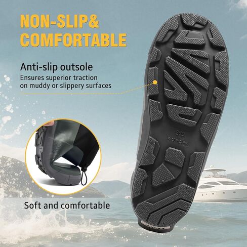 Deck Boots For Men Anti-Slip, Waterproof Ankle Rain Boots, Rubber Outdoor Fishing Footwear, Chelsea Garden Work Water Shoes, Size 6.5-12 in Saudi Arabia