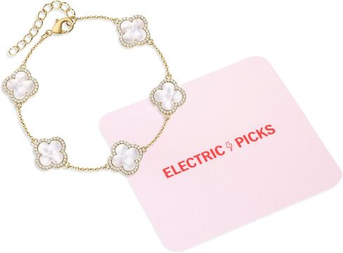 Electric Picks Bracelet, Gold Clover Bracelet, Black Bracelet Women, Bracelets Women, Clover Bracelets Women, Gifts for Women, Birthday Gifts for Women, Gift Sets in Saudi Arabia
