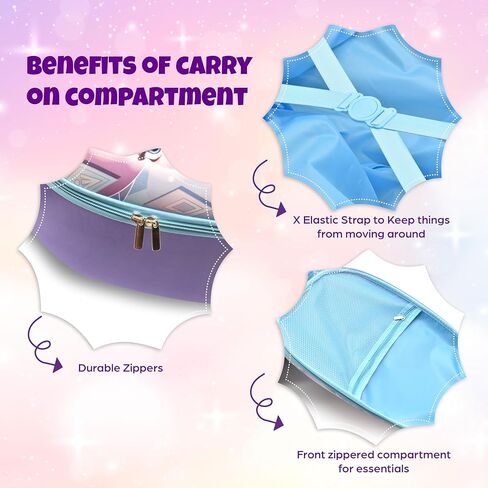 Disney Frozen Princess Suitcase Scooter for Kids - Girls Scooter Luggage with Light Up Wheels, Easy Steer and Foldable Carry On Kick Scooter for Toddler, Boys, Girls, Great Travel Gift Idea in Saudi Arabia