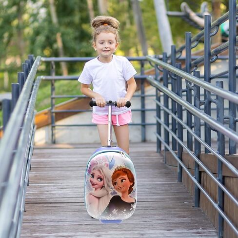 Disney Frozen Princess Suitcase Scooter for Kids - Girls Scooter Luggage with Light Up Wheels, Easy Steer and Foldable Carry On Kick Scooter for Toddler, Boys, Girls, Great Travel Gift Idea in Saudi Arabia