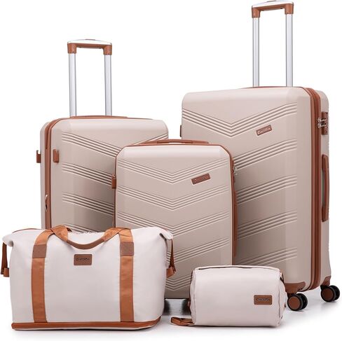 Expandable Luggage Sets 5 Piece, Hard Case Suitcase Set with Spinner Wheels,22x14x9 Airline Approved Carry on,Lightweight Durable Suitcase with TSA Lock (Black) in Saudi Arabia