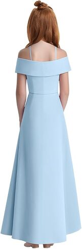 Junior Bridesmaid Dresses Satin Off Shoulder Flower Girl Dresses for Wedding High Low Prom Dress for Teen Girls Formal Dress in Saudi Arabia