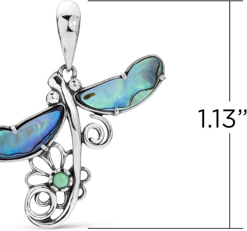 American West Jewelry Fritz Casuse Sterling Silver Abalone and Variscite Dragonfly Pendant Enhancer in Saudi Arabia