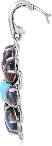 American West Jewelry Sterling Silver Blue Pietersite and Kingman Turquoise Flower Pendant Enhancer in Saudi Arabia
