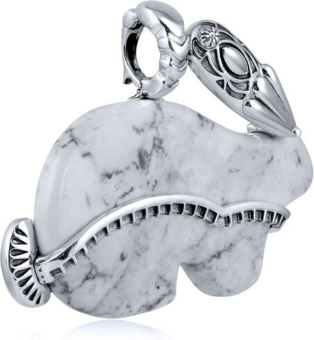 American West Jewelry Sterling Silver White Howlite Rabbit Trickster Pendant Enhancer in Saudi Arabia