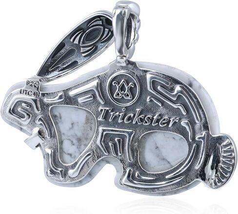 American West Jewelry Sterling Silver White Howlite Rabbit Trickster Pendant Enhancer in Saudi Arabia